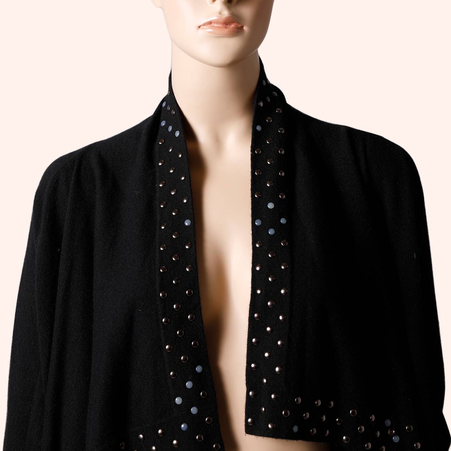 AUTUMN CASHMERE Black Studded Long Sleeve Cashmere Cardigan