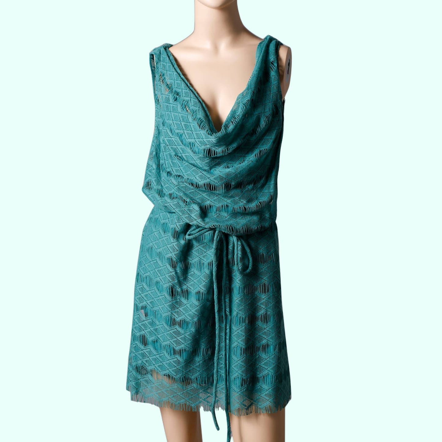 CALYPSO Turquoise Sleeveless Lace Mini Dress