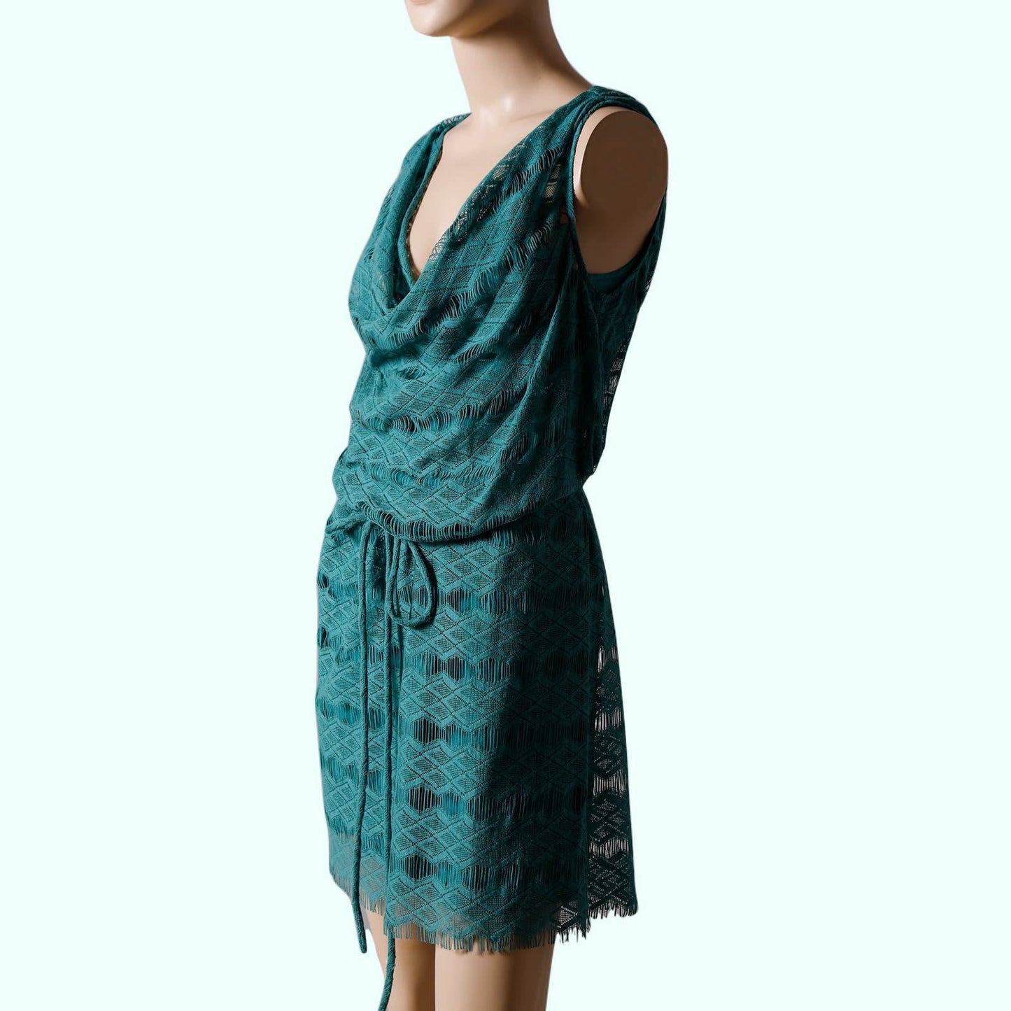 CALYPSO Turquoise Sleeveless Lace Mini Dress