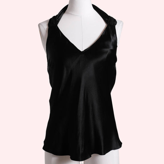 M BY MADONNA Black Silk Halter Top