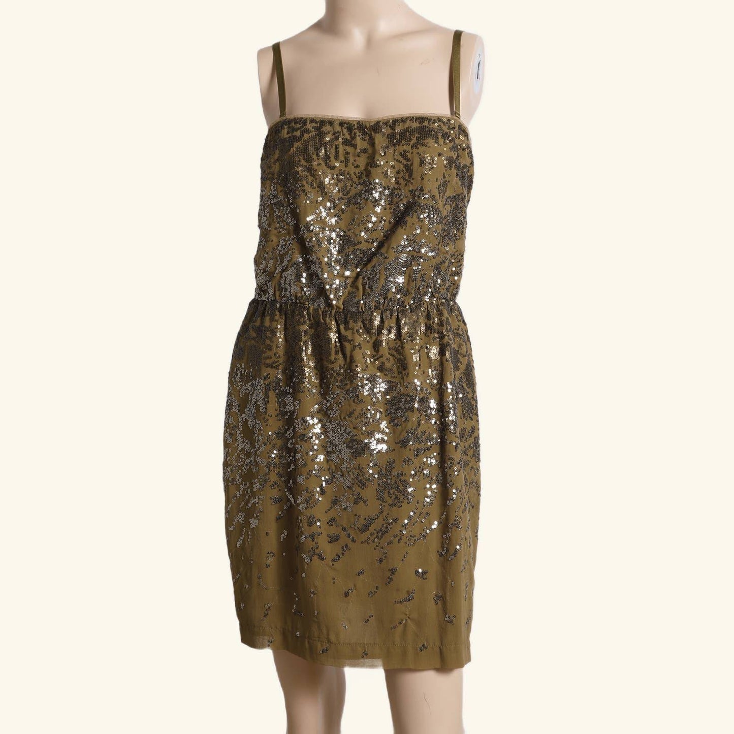 BCBGMAXAZRIA Gold Metallic Sequin Sleeveless Dress