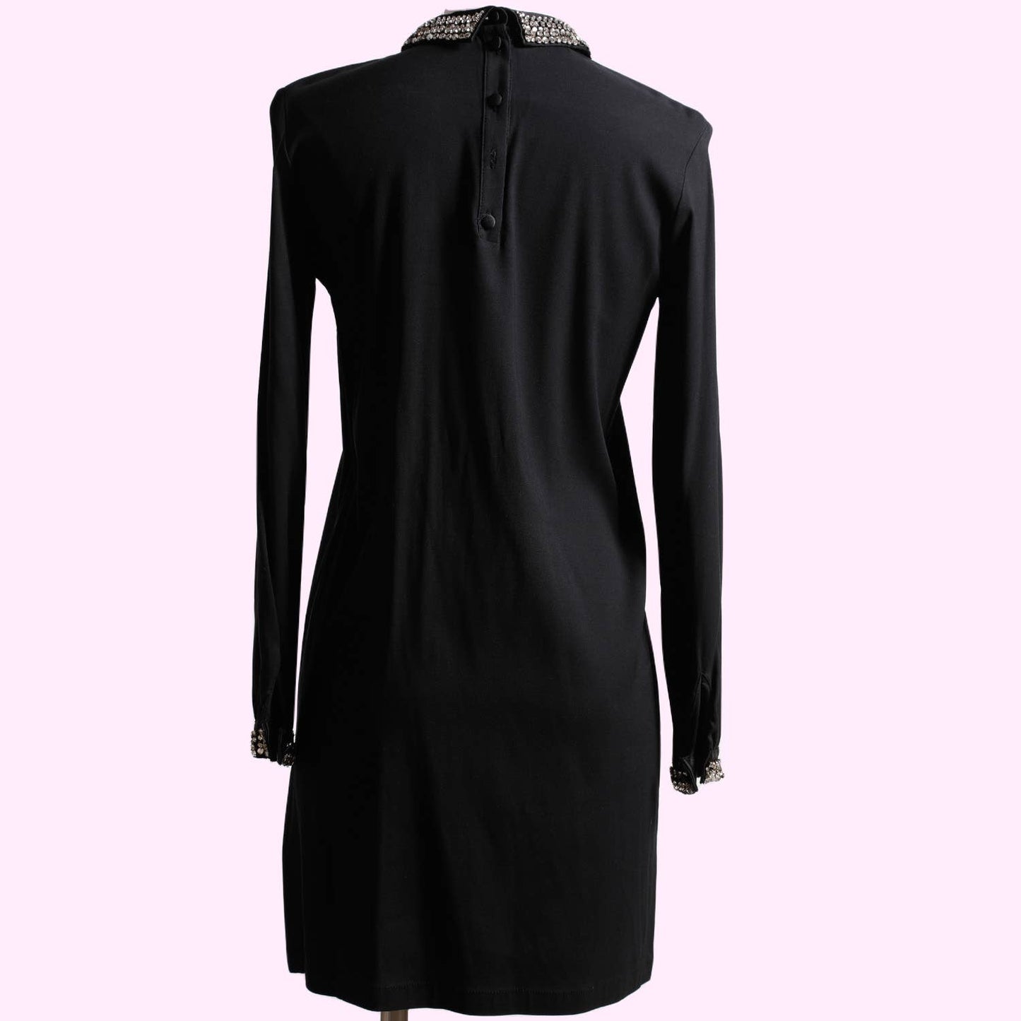 FRENCH CONNECTION Black Long Sleeve Dress with Crystal Collar