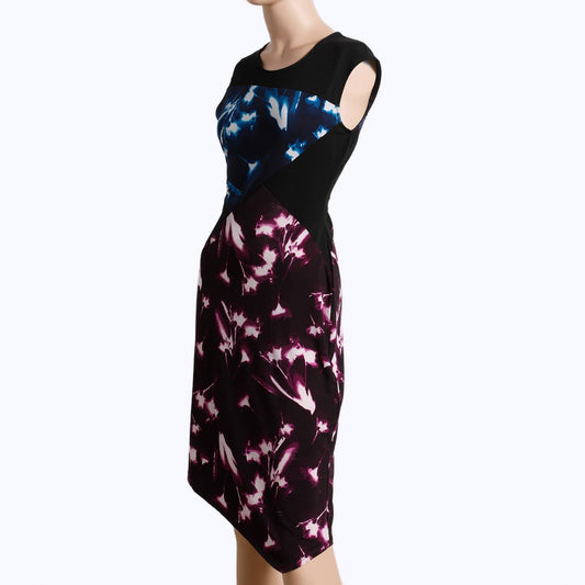 BCBGMAXAZRIA Multicolor Asymmetrical Sleeveless Midi Dress