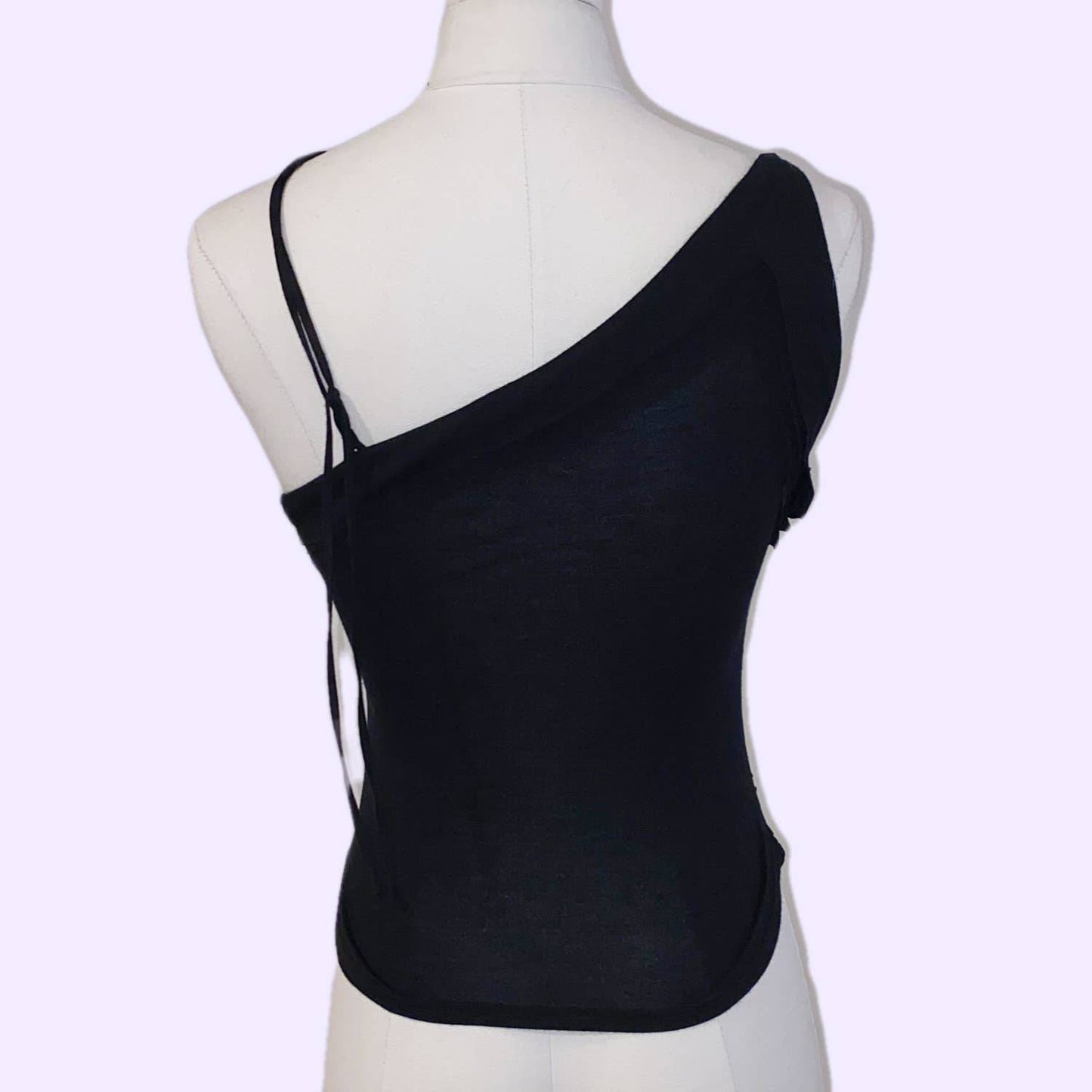 JOSEPH Black One Shoulder Asymmetrical Knit Top