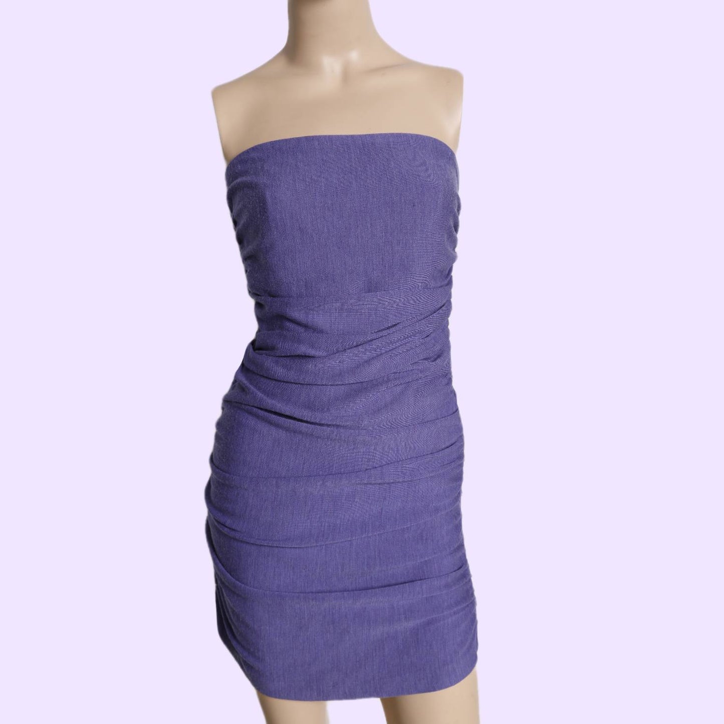 HALSTON HERITAGE Violet Wool Strapless Dress