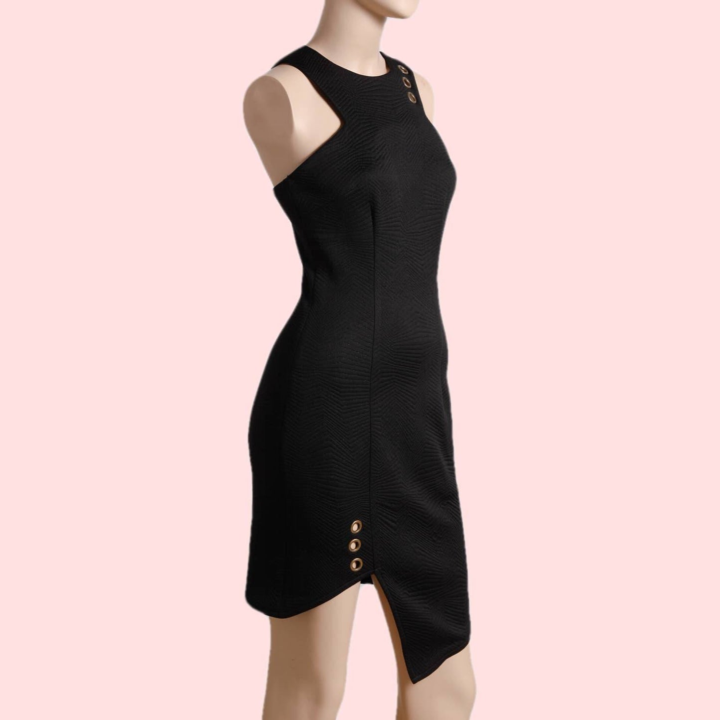 BARIANO Black Cut Out Dress with Gold Details