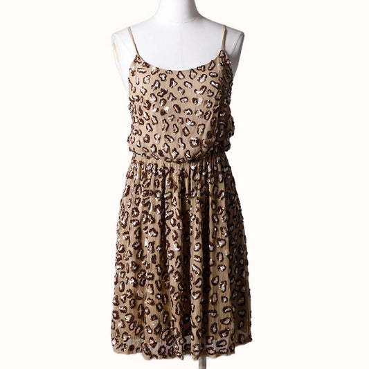 ALICE + OLIVIA Animal Printed Sequin Cocktail Dress