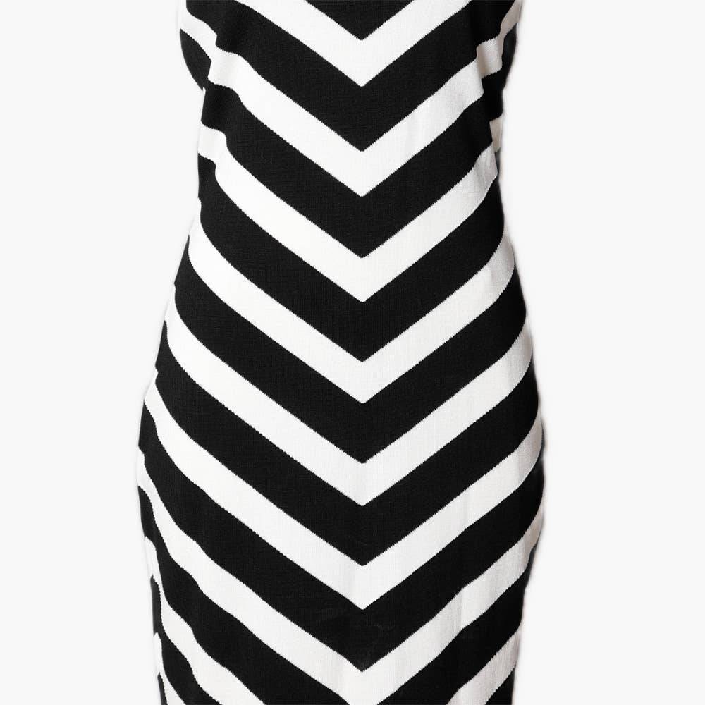 VINCE CAMUTO Black and White Striped Sleeveless Knit DressW