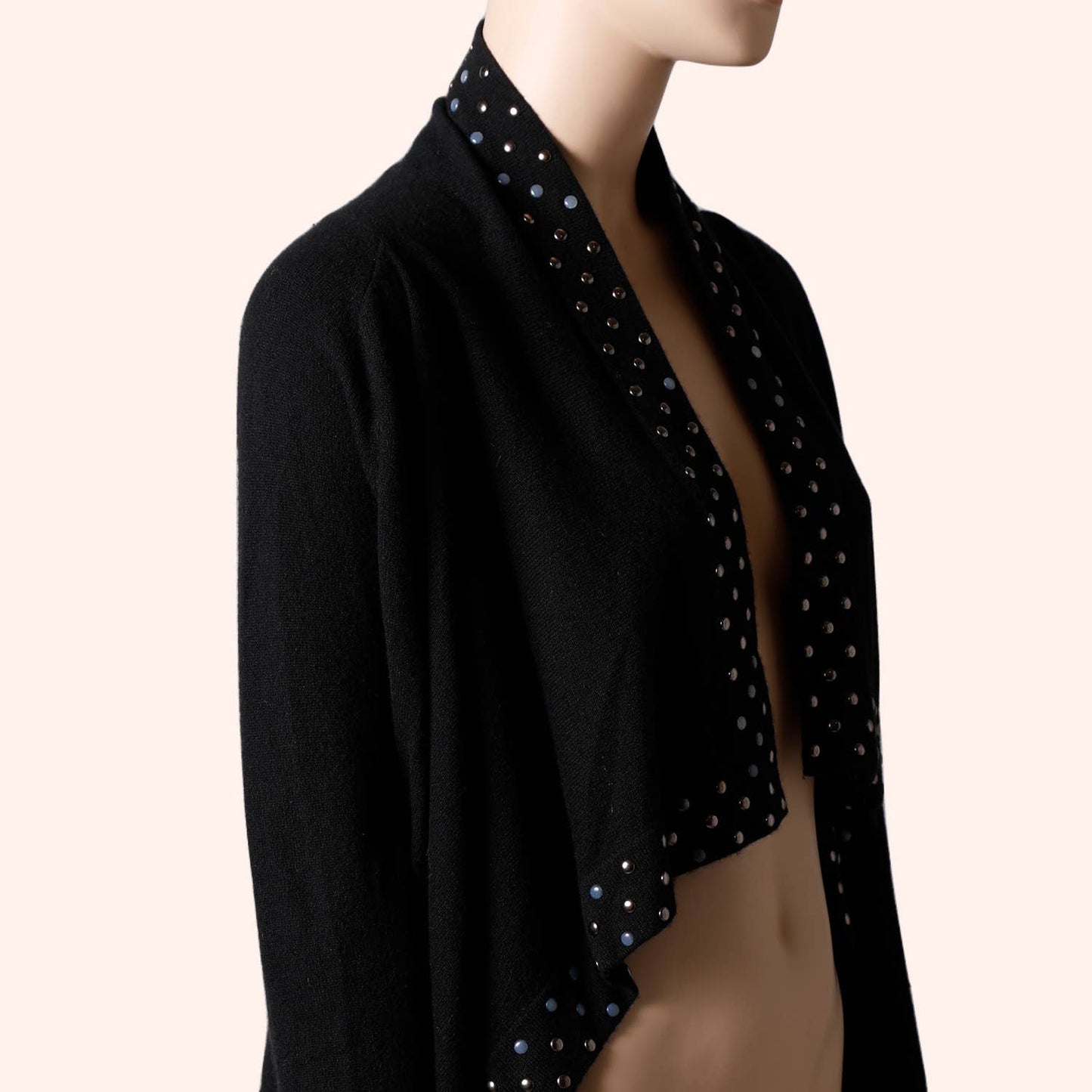 AUTUMN CASHMERE Black Studded Long Sleeve Cashmere Cardigan