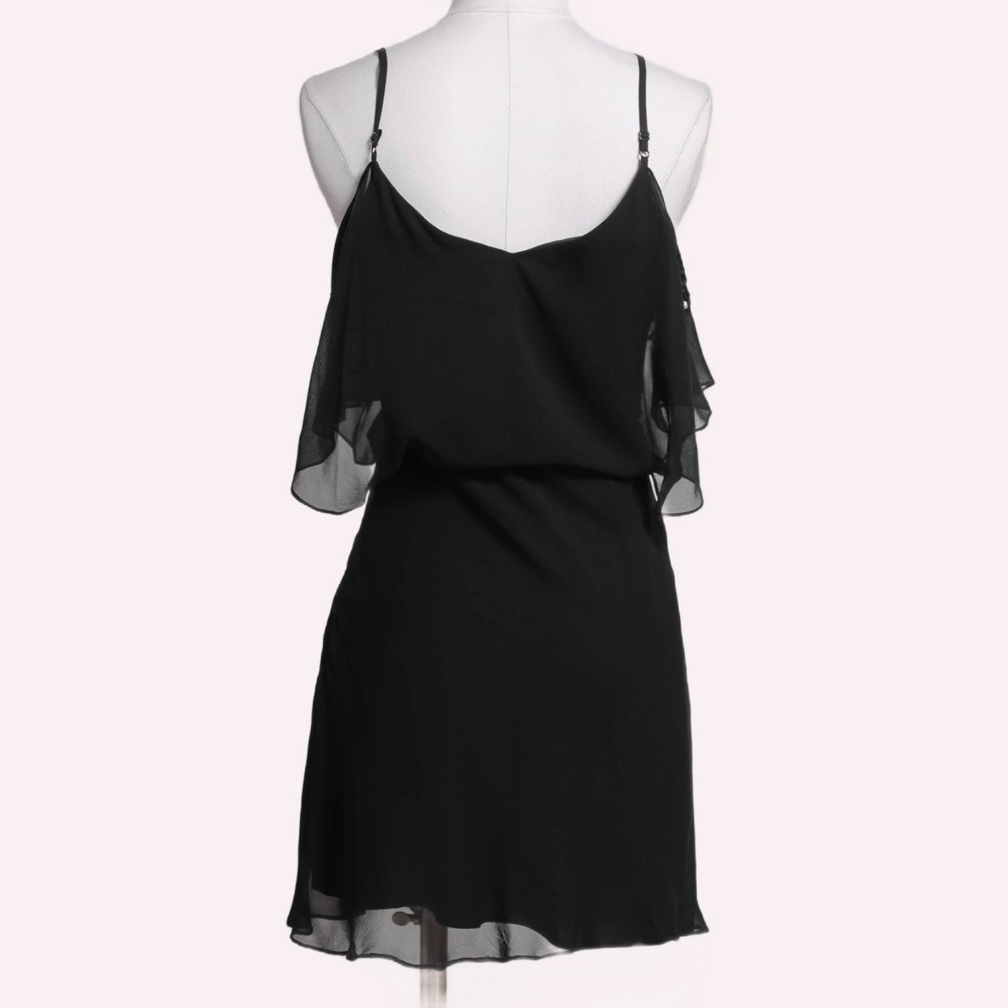 KAREN MILLEN Black Sequin Draped Sleeveless Silk Dress