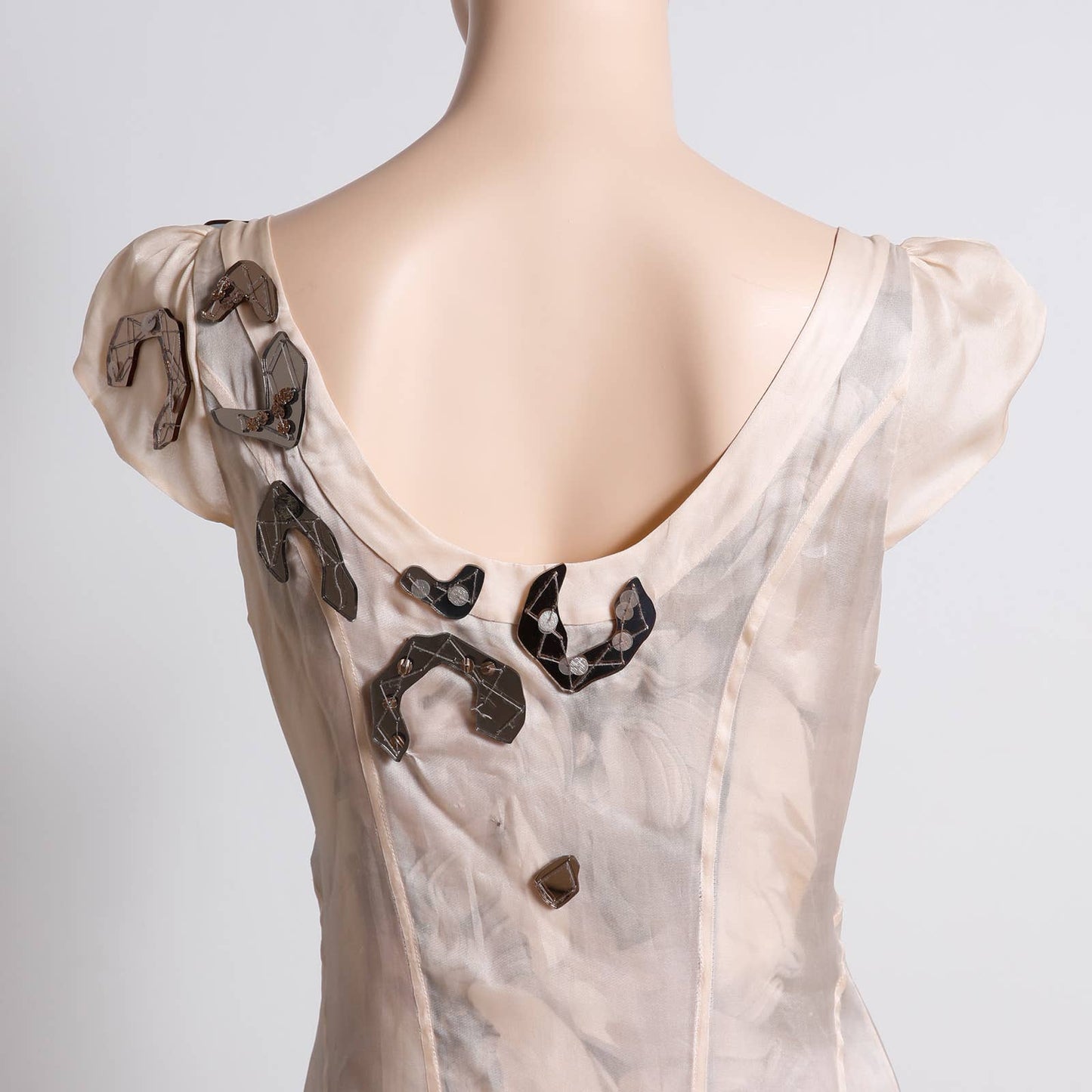 DIANE VON FURSTENBERG Pink Champagne Short Sleeve Dress with Silver Embellishments