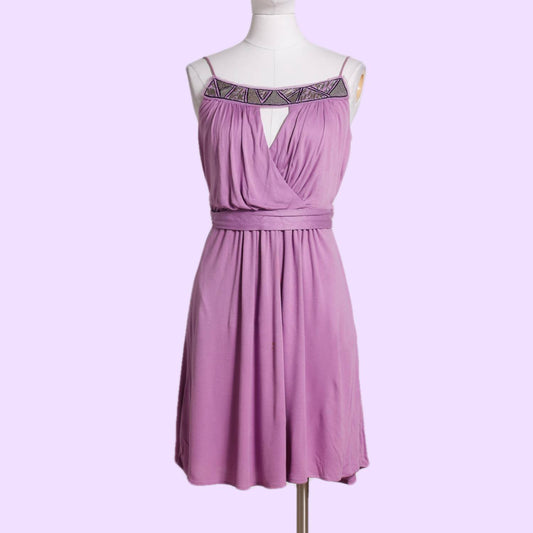 BCBGMAXAZRIA Lilac Embellished Cut Out Sleeveless Dress