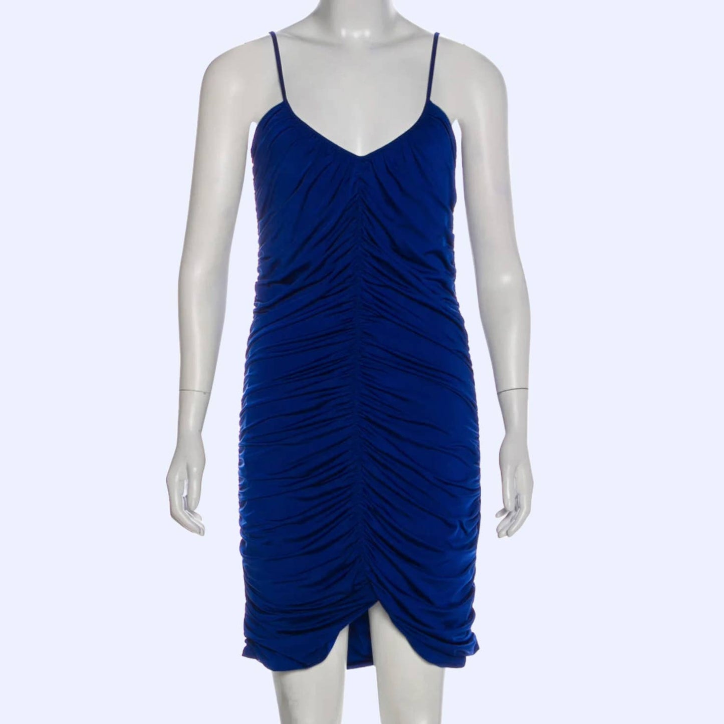 HALSTON HERITAGE Cobalt Blue Ruched Sleeveless Mini Dress