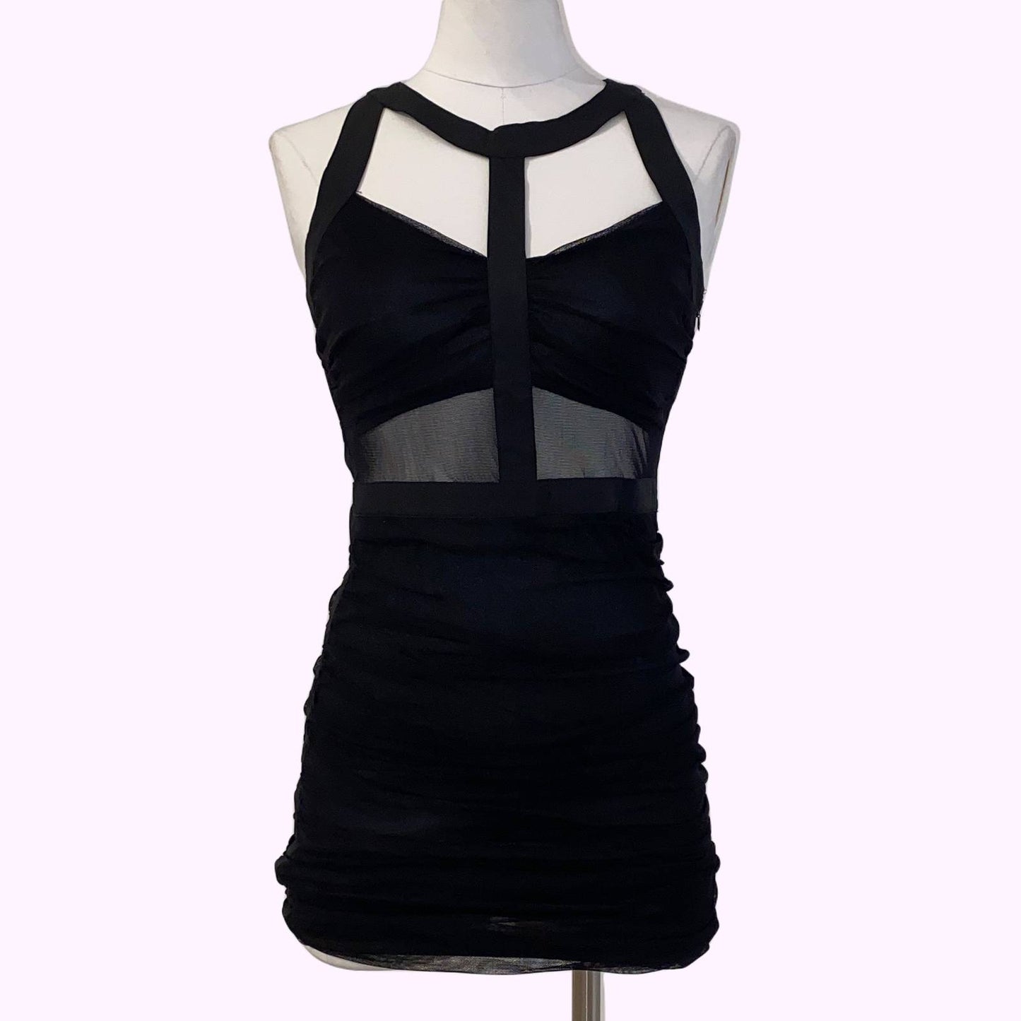 LOVEY DOVEY Black Bodycon Cut Out Dress with Mesh Details