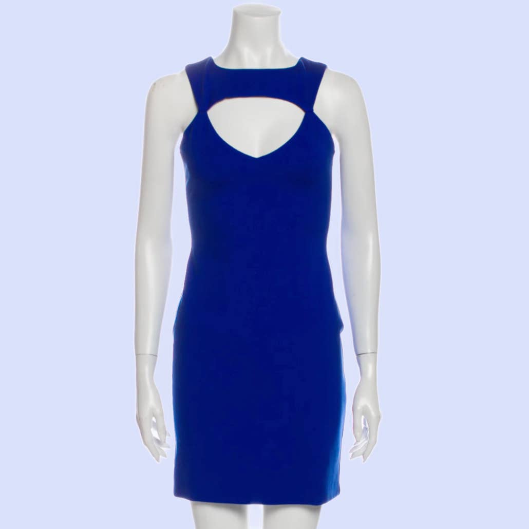 AMANDA UPRICHARD Cobalt Blue Cutout Front Sleeveless Mini Dress