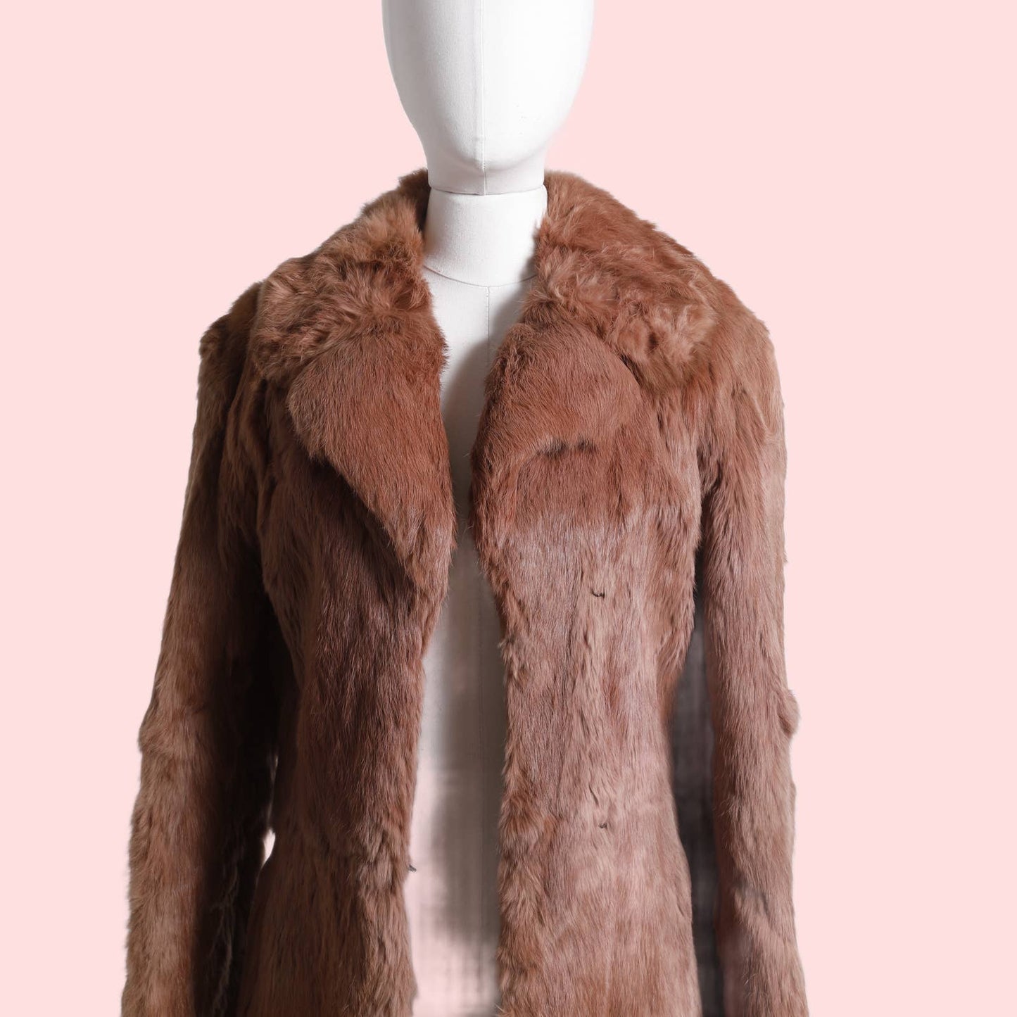 VINTAGE 1970's Dusty Rose Long Fur Coat