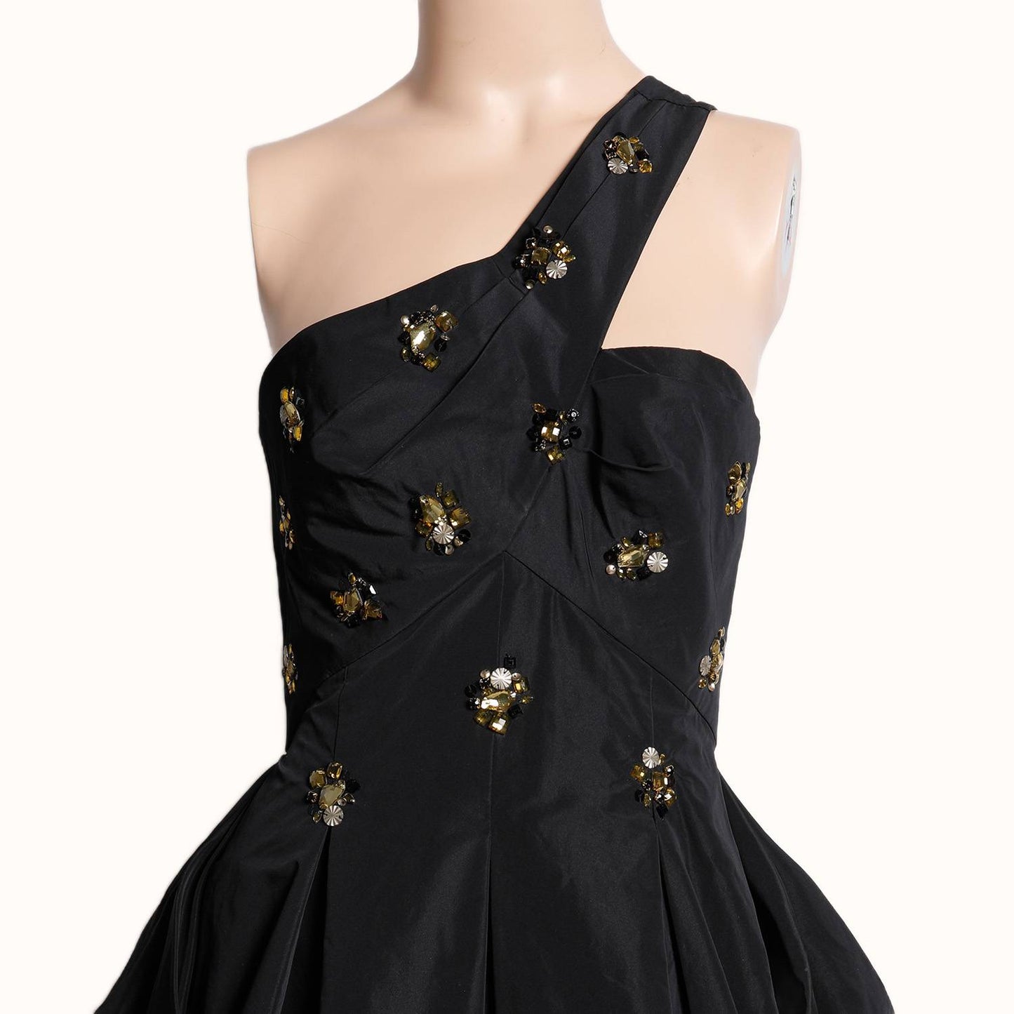 BCBGMAXAZRIA Black One Shoulder Embellished Cocktail Dress