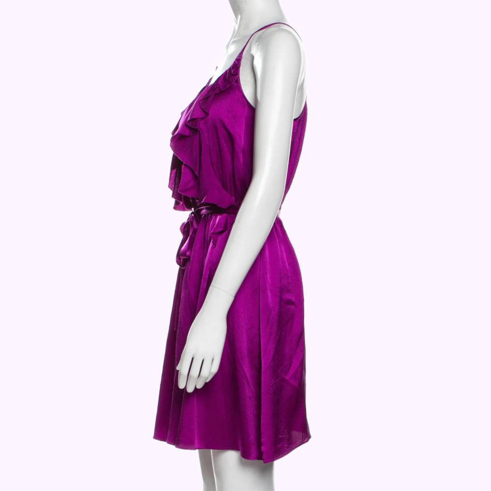 REBECCA TAYLOR Fuchsia Silk Spaghetti Strap Dress