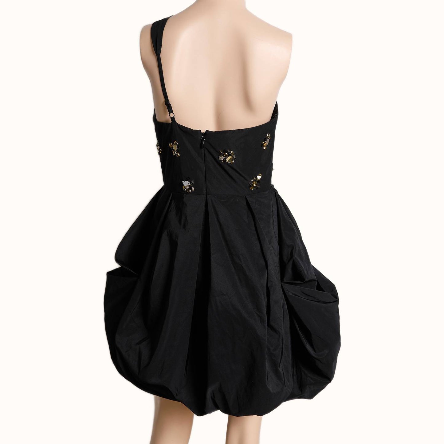 BCBGMAXAZRIA Black One Shoulder Embellished Cocktail Dress