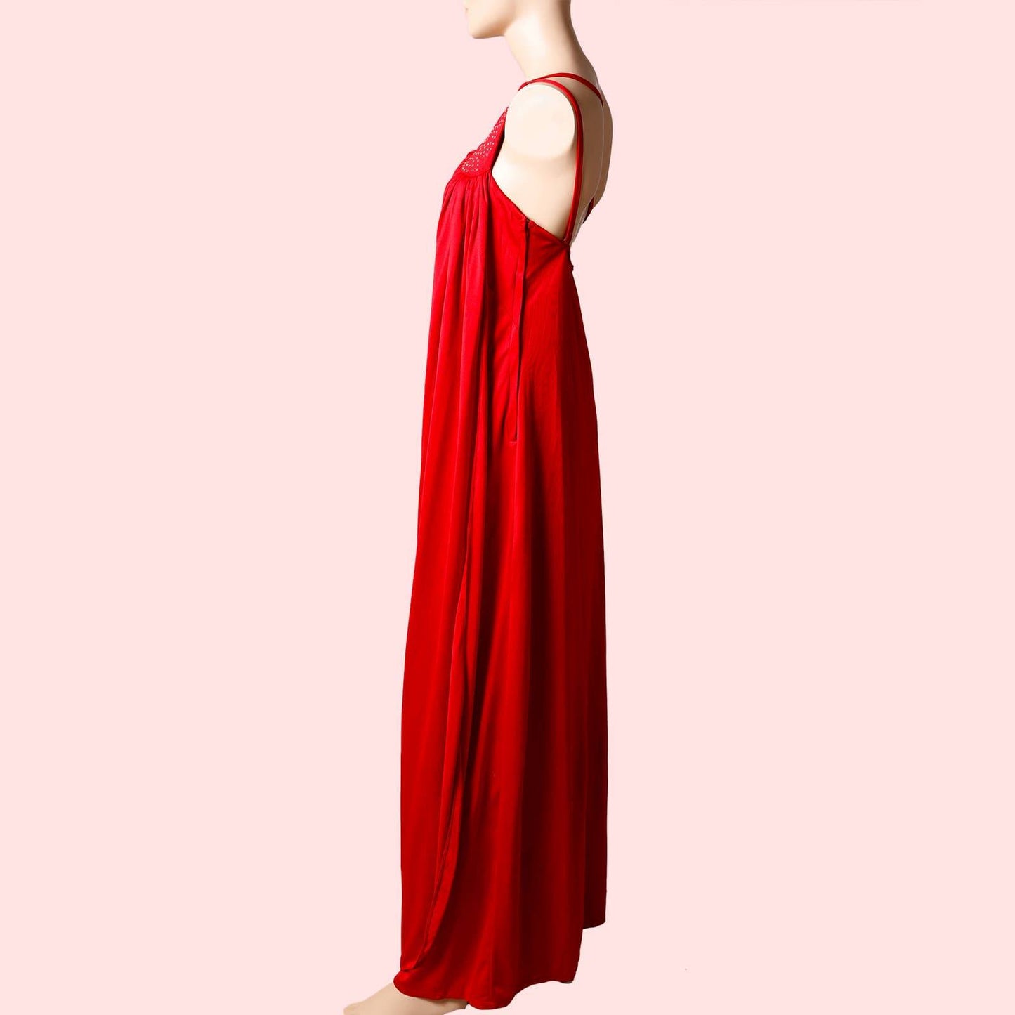 JACK HARTLEY Vintage Red One Shoulder Maxi Dress with Crystal Embellishments