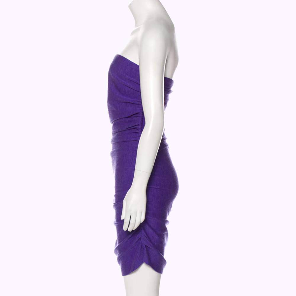 HALSTON HERITAGE Violet Wool Strapless Dress