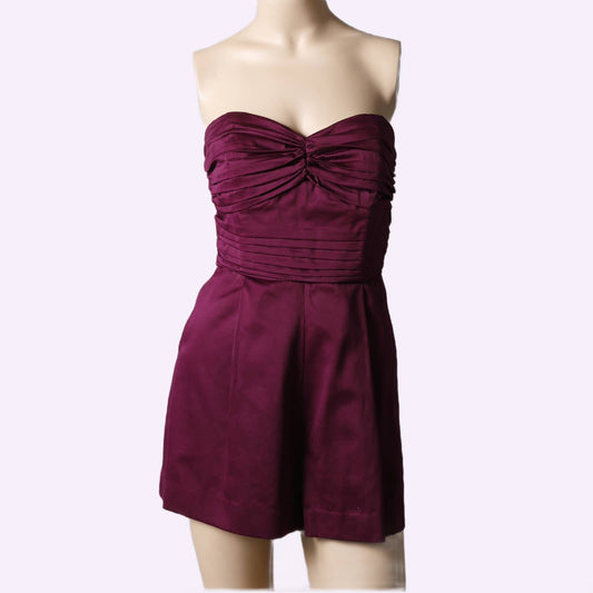 TOPSHOP Vintage Burgundy Strapless Romper